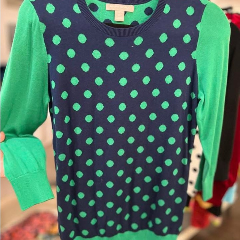 Banana Republic Navy and Teal Polka Dot Sweater